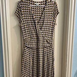 Boden Cream Patterned Midi Dress